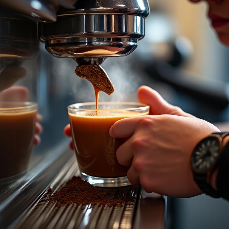 Barista preparando café con precisión